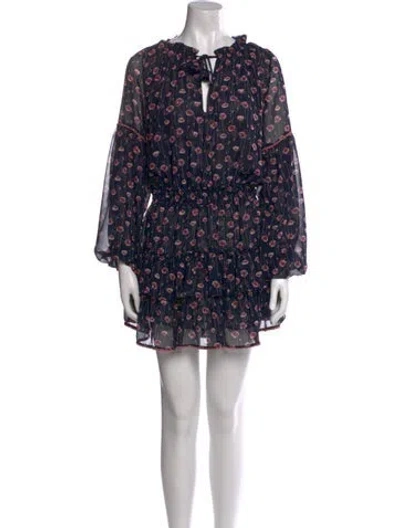 Pre-owned Misa Floral Print Mini Dress In Blue