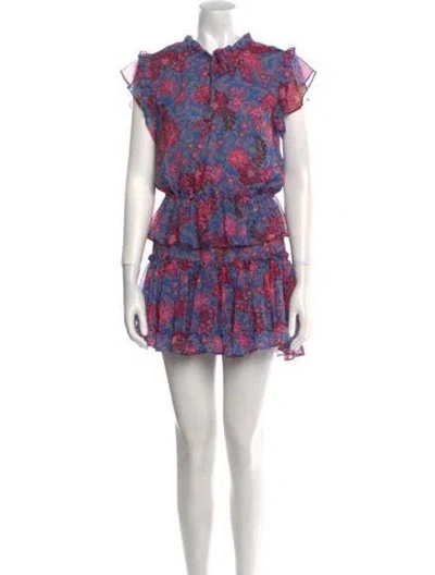 Pre-owned Misa Floral Print Mini Dress In Blue