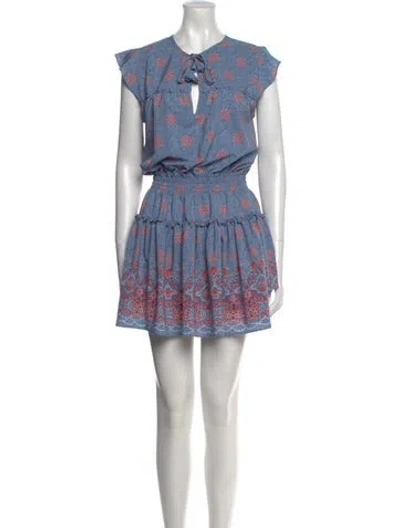 Pre-owned Misa Floral Print Mini Dress In Blue