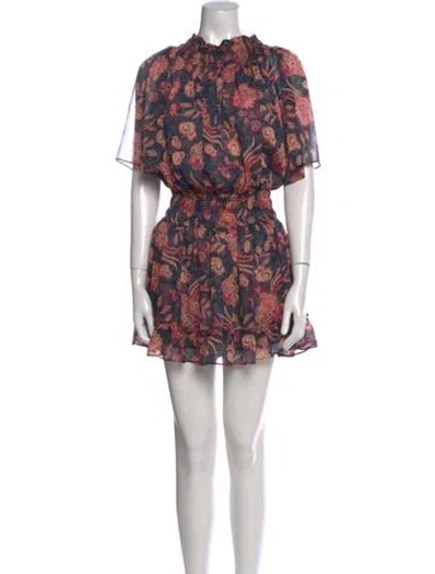 Pre-owned Misa Floral Print Mini Dress In Blue