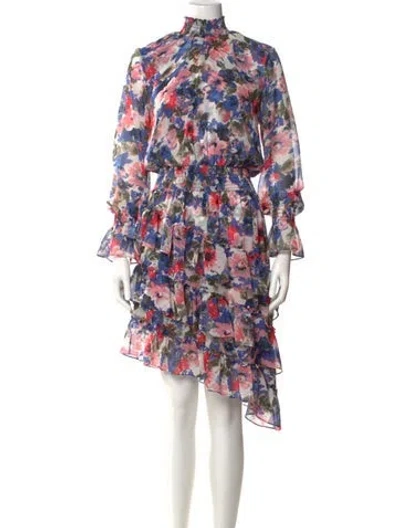 Pre-owned Misa Floral Print Mini Dress In Blue