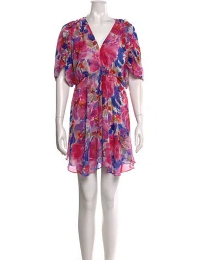 Pre-owned Misa Floral Print Mini Dress In Blue