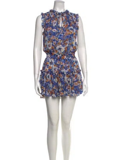 Pre-owned Misa Floral Print Mini Dress In Blue