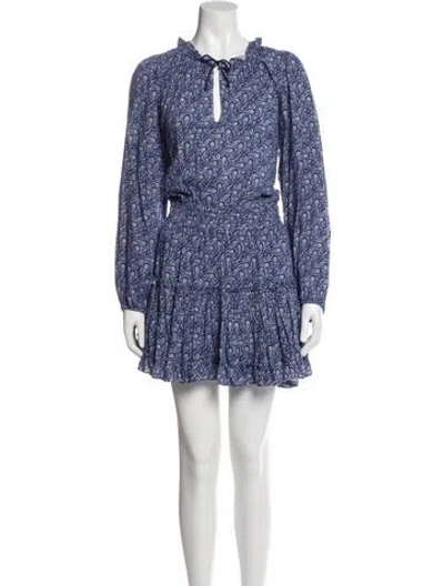 Pre-owned Misa Floral Print Mini Dress In Blue