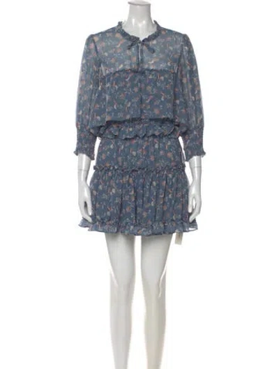 Pre-owned Misa Floral Print Mini Dress In Blue