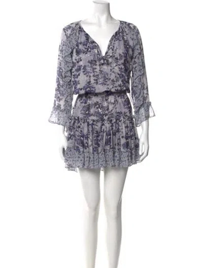 Pre-owned Misa Floral Print Mini Dress In Blue
