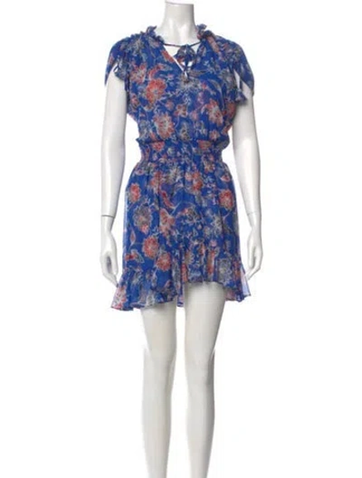 Pre-owned Misa Floral Print Mini Dress In Blue