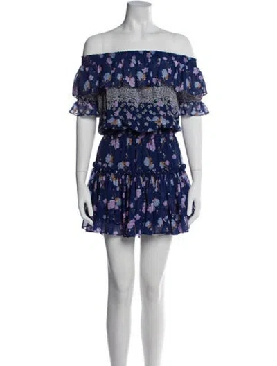 Pre-owned Misa Floral Print Mini Dress In Blue