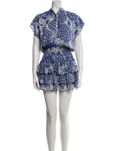 Pre-owned Misa Floral Print Mini Dress In Blue