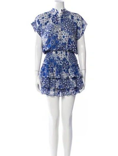 Pre-owned Misa Floral Print Mini Dress In Blue