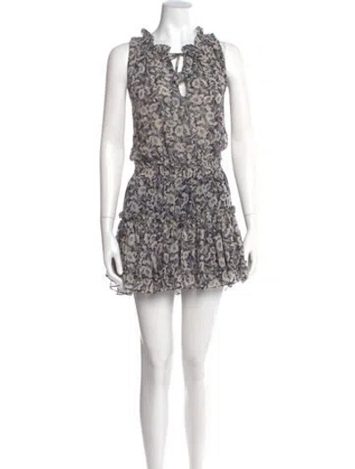 Pre-owned Misa Floral Print Mini Dress In Blue
