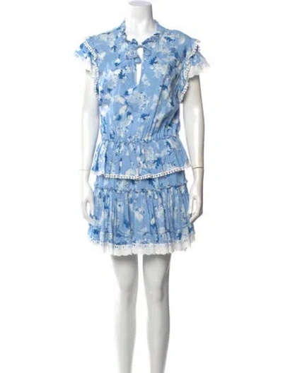 Pre-owned Misa Floral Print Mini Dress In Blue