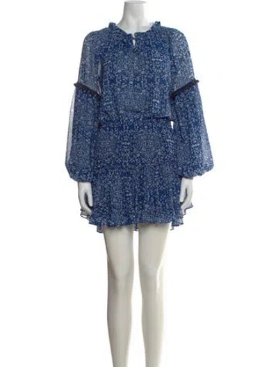 Pre-owned Misa Floral Print Mini Dress In Blue