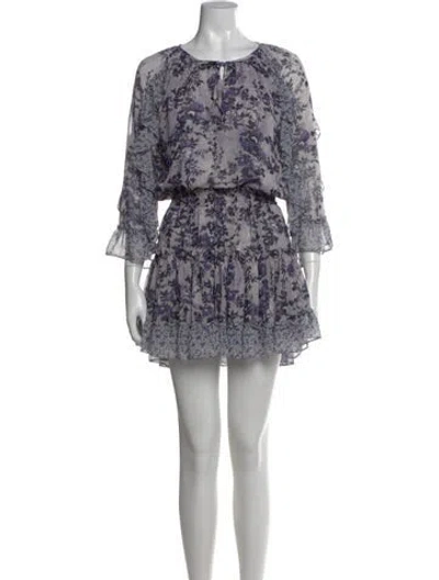 Pre-owned Misa Floral Print Mini Dress In Blue