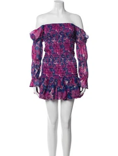 Pre-owned Misa Floral Print Mini Dress In Blue