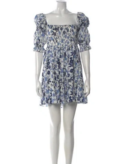 Pre-owned Misa Floral Print Mini Dress In Blue