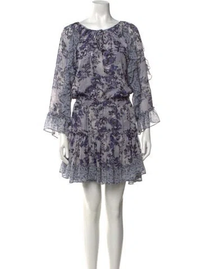 Pre-owned Misa Floral Print Mini Dress In Blue