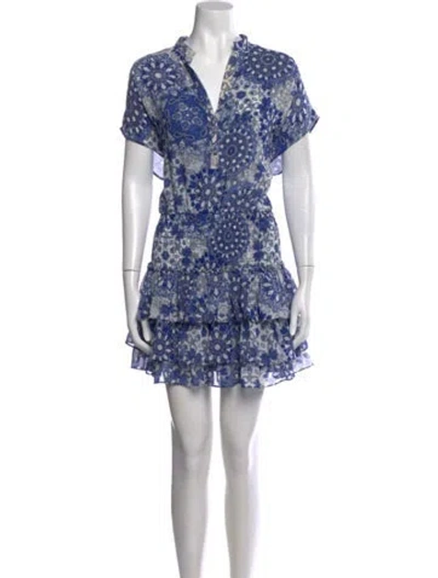 Pre-owned Misa Floral Print Mini Dress In Blue