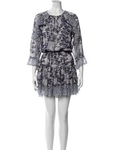 Pre-owned Misa Floral Print Mini Dress In Blue