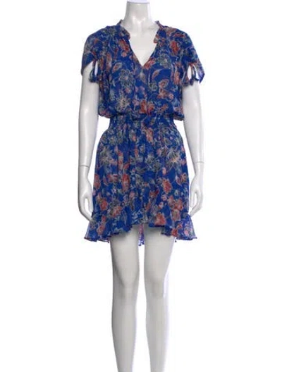 Pre-owned Misa Floral Print Mini Dress In Blue