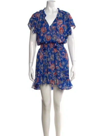 Pre-owned Misa Floral Print Mini Dress In Blue