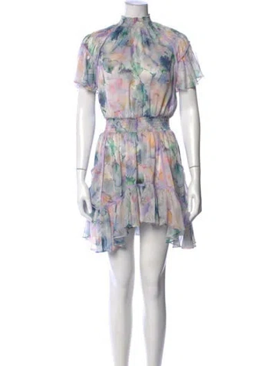 Pre-owned Misa Floral Print Mini Dress In Blue