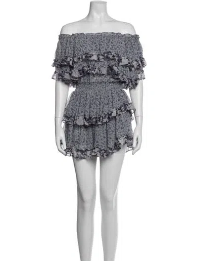 Pre-owned Misa Floral Print Mini Dress In Blue