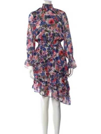 Pre-owned Misa Floral Print Mini Dress In Blue