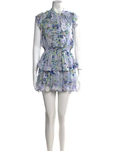 Pre-owned Misa Floral Print Mini Dress In Blue