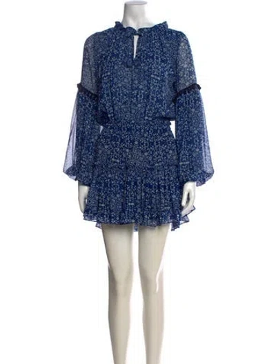 Pre-owned Misa Floral Print Mini Dress In Blue