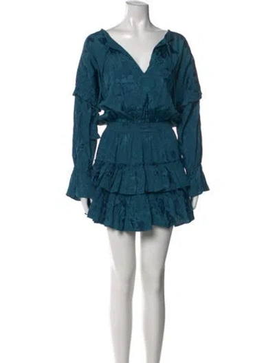 Pre-owned Misa Floral Print Mini Dress In Blue