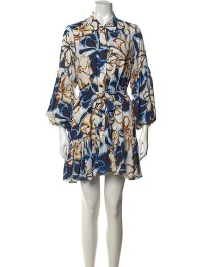 Pre-owned Misa Floral Print Mini Dress In Blue