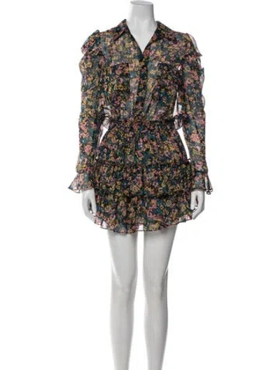 Pre-owned Misa Floral Print Mini Dress In Blue
