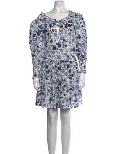 Pre-owned Misa Floral Print Mini Dress In Blue