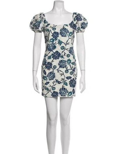 Pre-owned Misa Floral Print Mini Dress In Blue