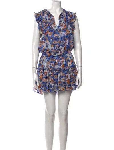 Pre-owned Misa Floral Print Mini Dress In Blue