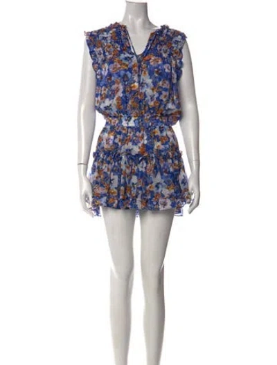 Pre-owned Misa Floral Print Mini Dress In Blue