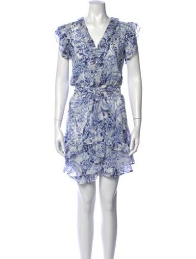 Pre-owned Misa Floral Print Mini Dress In Blue