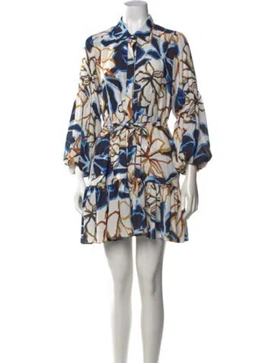 Pre-owned Misa Floral Print Mini Dress In Blue