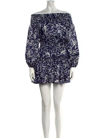 Pre-owned Misa Floral Print Mini Dress In Blue