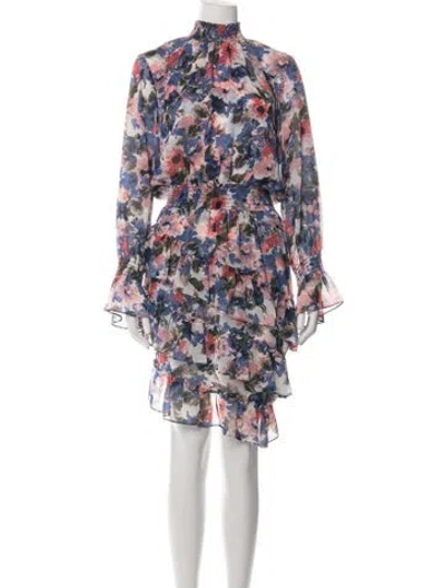 Pre-owned Misa Floral Print Mini Dress In Blue