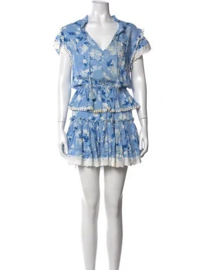 Pre-owned Misa Floral Print Mini Dress In Blue
