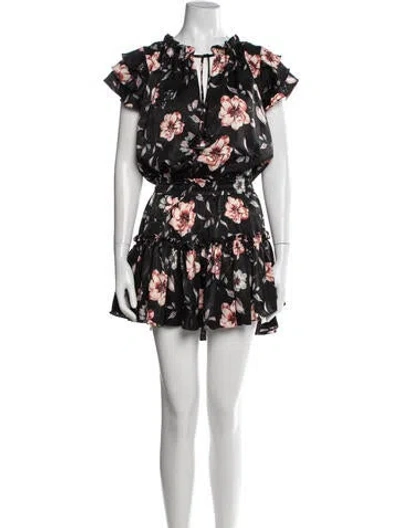 Pre-owned Misa Floral Print Mini Dress In Blue