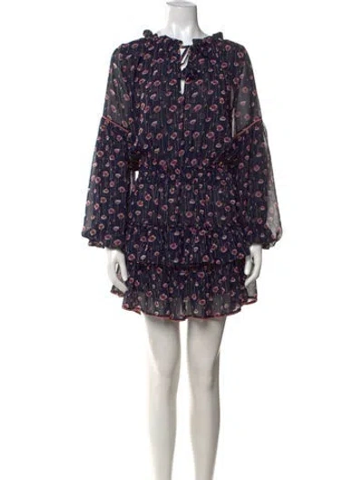 Pre-owned Misa Floral Print Mini Dress In Blue