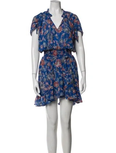 Pre-owned Misa Floral Print Mini Dress In Blue