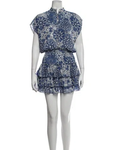 Pre-owned Misa Floral Print Mini Dress In Blue