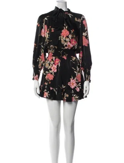 Pre-owned Misa Floral Print Mini Dress In Blue
