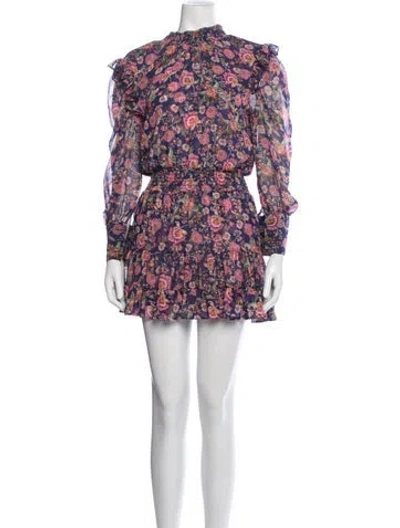 Pre-owned Misa Floral Print Mini Dress In Blue