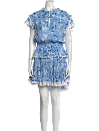 Pre-owned Misa Floral Print Mini Dress In Blue
