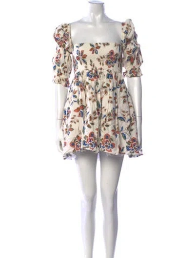 Pre-owned Misa Floral Print Mini Dress In Blue/brown/green